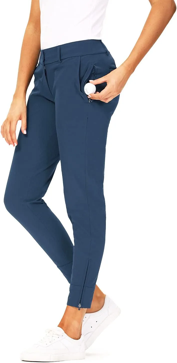 Hiverlay Womens pro Golf Pants Quick Dry Slim Lightweight Work Pants with Straight Ankle Also for Hiking or Casual Ladies