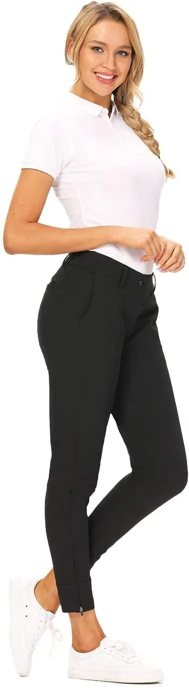 Hiverlay Womens pro Golf Pants Quick Dry Slim Lightweight Work Pants with Straight Ankle Also for Hiking or Casual Ladies