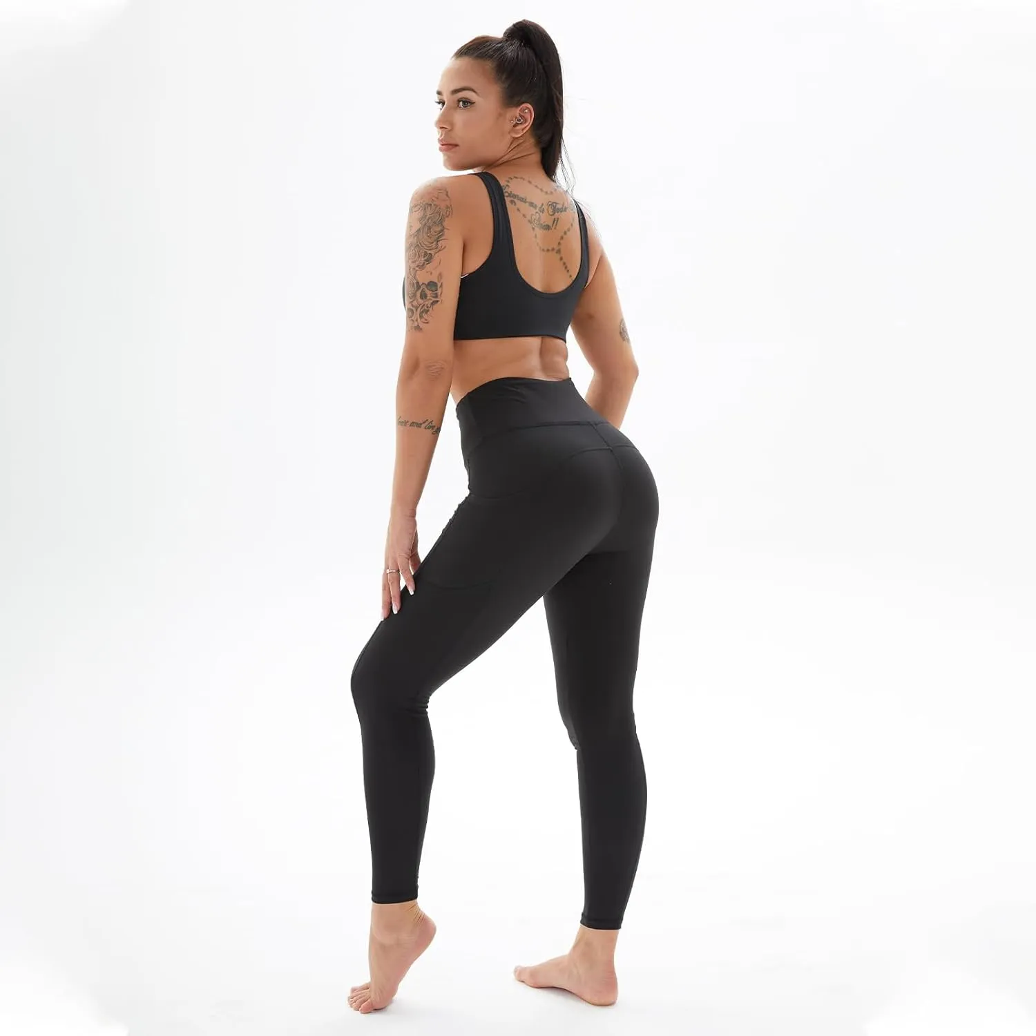 HLTPRO Leggings with Pockets for Women(Reg & Plus Size) - High Waist Tummy Control Yoga Pants with Pockets for Workout