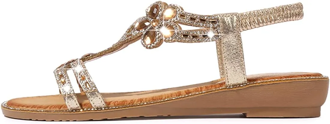 HNGHOU Women's Summer Sandal Shoes Casual Comfortable Open Toe Low Wedge Sandals