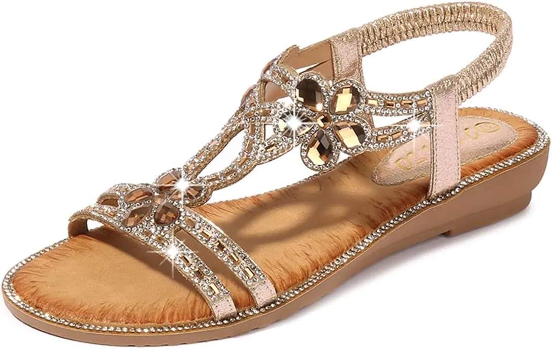 HNGHOU Women's Summer Sandal Shoes Casual Comfortable Open Toe Low Wedge Sandals