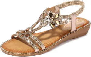 HNGHOU Women's Summer Sandal Shoes Casual Comfortable Open Toe Low Wedge Sandals