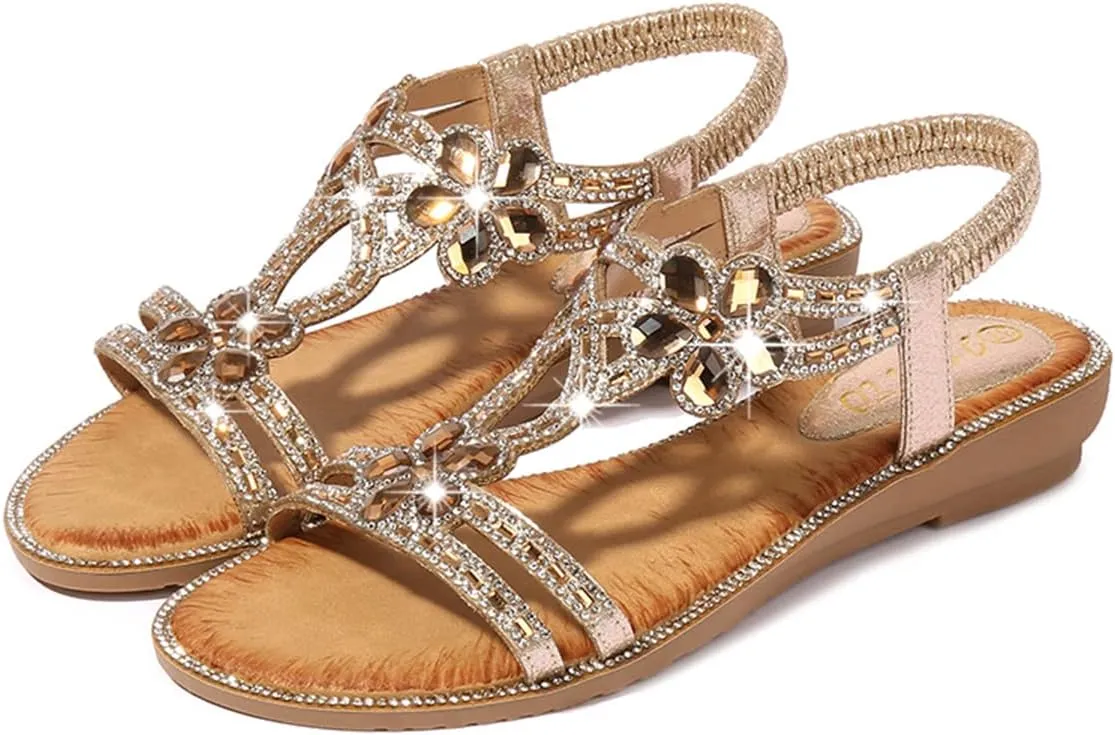 HNGHOU Women's Summer Sandal Shoes Casual Comfortable Open Toe Low Wedge Sandals