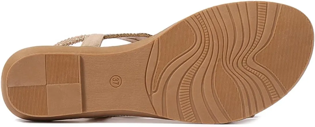HNGHOU Women's Summer Sandal Shoes Casual Comfortable Open Toe Low Wedge Sandals