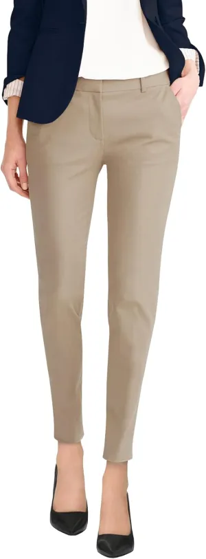 Hybrid & Company Womens Super Comfy Flat Front Stretch Trousers Chino Pants