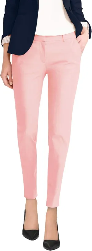 Hybrid & Company Womens Super Comfy Flat Front Stretch Trousers Chino Pants