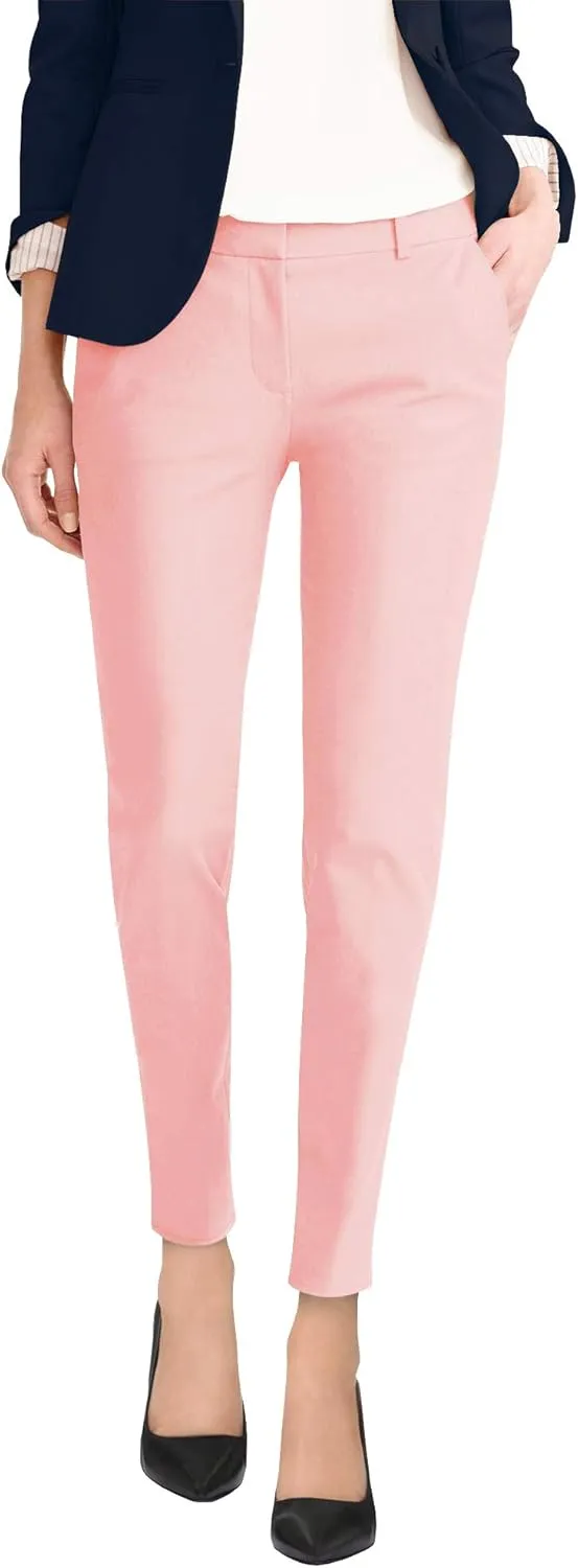 Hybrid & Company Womens Super Comfy Flat Front Stretch Trousers Chino Pants