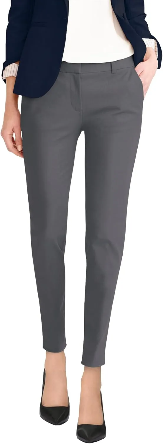 Hybrid & Company Womens Super Comfy Flat Front Stretch Trousers Chino Pants