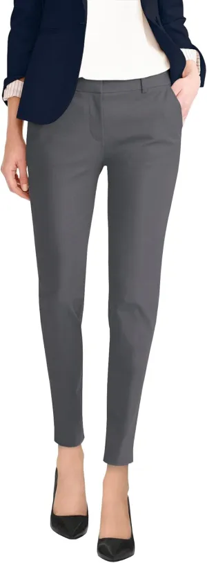 Hybrid & Company Womens Super Comfy Flat Front Stretch Trousers Chino Pants