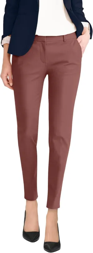 Hybrid & Company Womens Super Comfy Flat Front Stretch Trousers Chino Pants