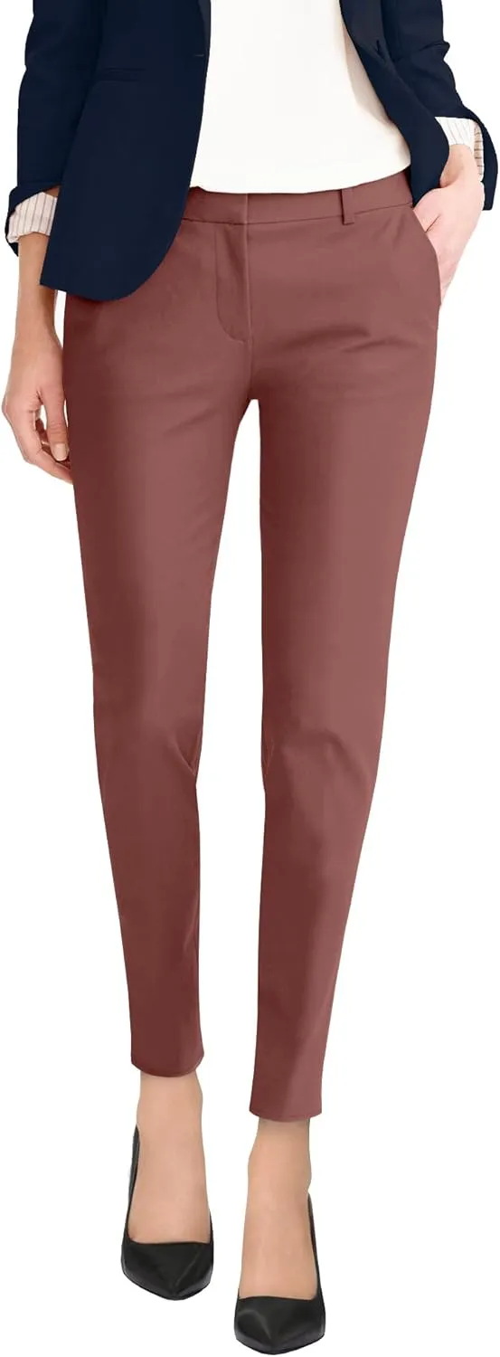 Hybrid & Company Womens Super Comfy Flat Front Stretch Trousers Chino Pants