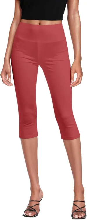 Hybrid & Company Womens Super Comfy Stretch Pull On Millennium Twill Capri Shorts