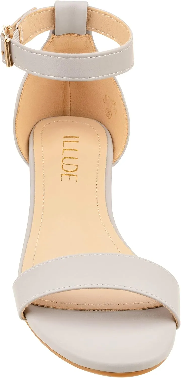 ILLUDE Women's Open Toe Ankle Strap Low Wedge Sandal Comfortable Platform Heeled Sandals