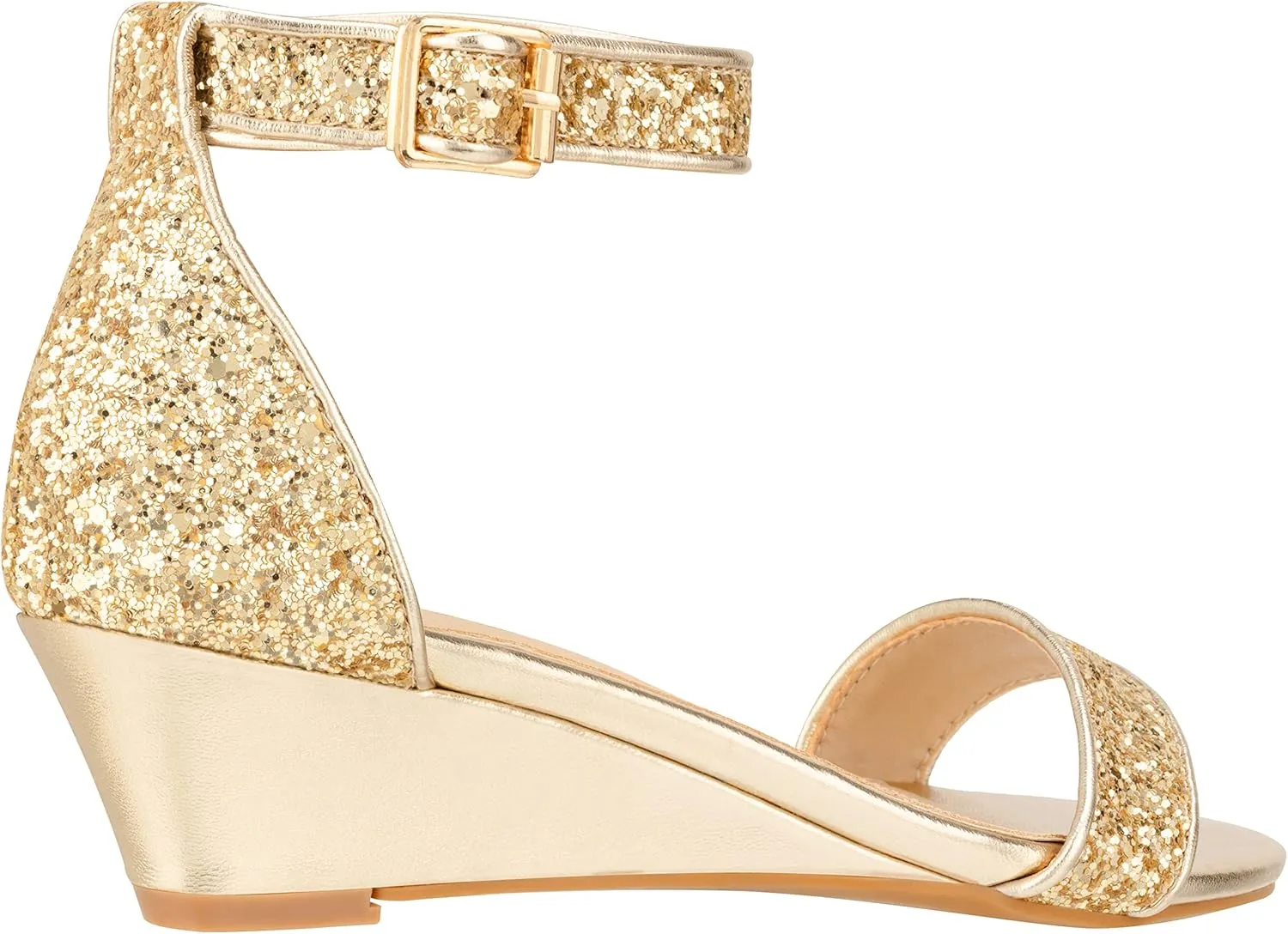 ILLUDE Women's Open Toe Ankle Strap Low Wedge Sandal Comfortable Platform Heeled Sandals