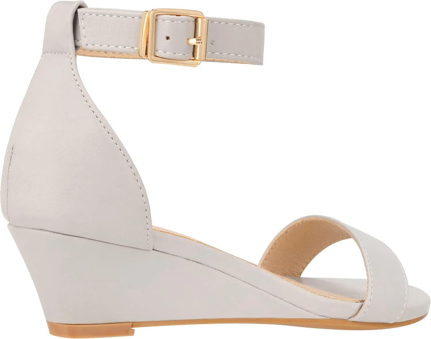 ILLUDE Women's Open Toe Ankle Strap Low Wedge Sandal Comfortable Platform Heeled Sandals