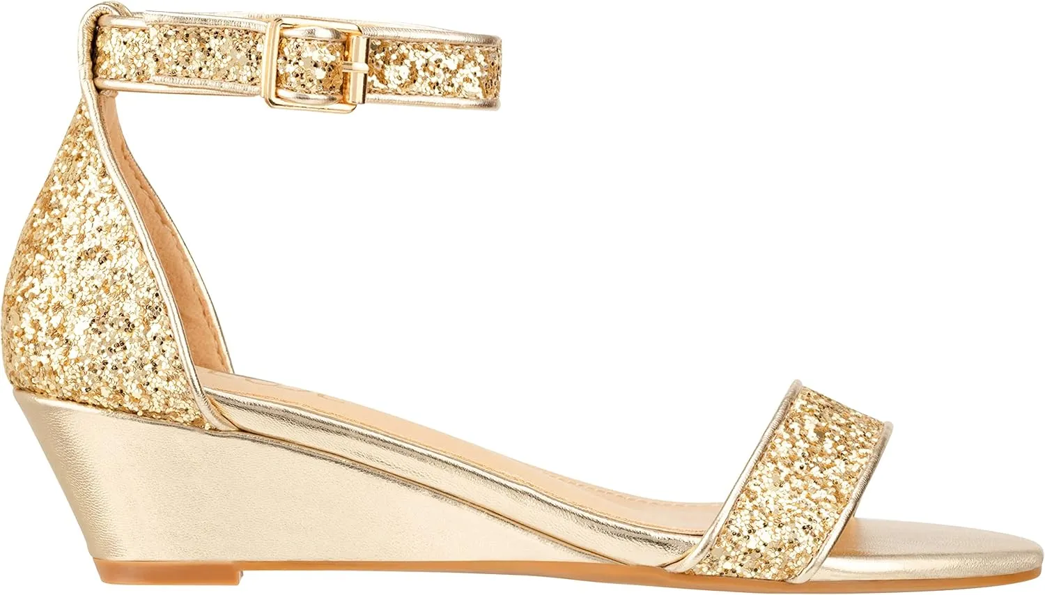 ILLUDE Women's Open Toe Ankle Strap Low Wedge Sandal Comfortable Platform Heeled Sandals