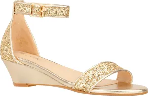 ILLUDE Women's Open Toe Ankle Strap Low Wedge Sandal Comfortable Platform Heeled Sandals