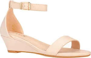 ILLUDE Women's Open Toe Ankle Strap Low Wedge Sandal Comfortable Platform Heeled Sandals
