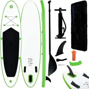 Inflatable Stand Up Paddleboard for Adventure and Relaxation, Lightweight and Durable, Easy Setup with Carrying Bag, Green and White