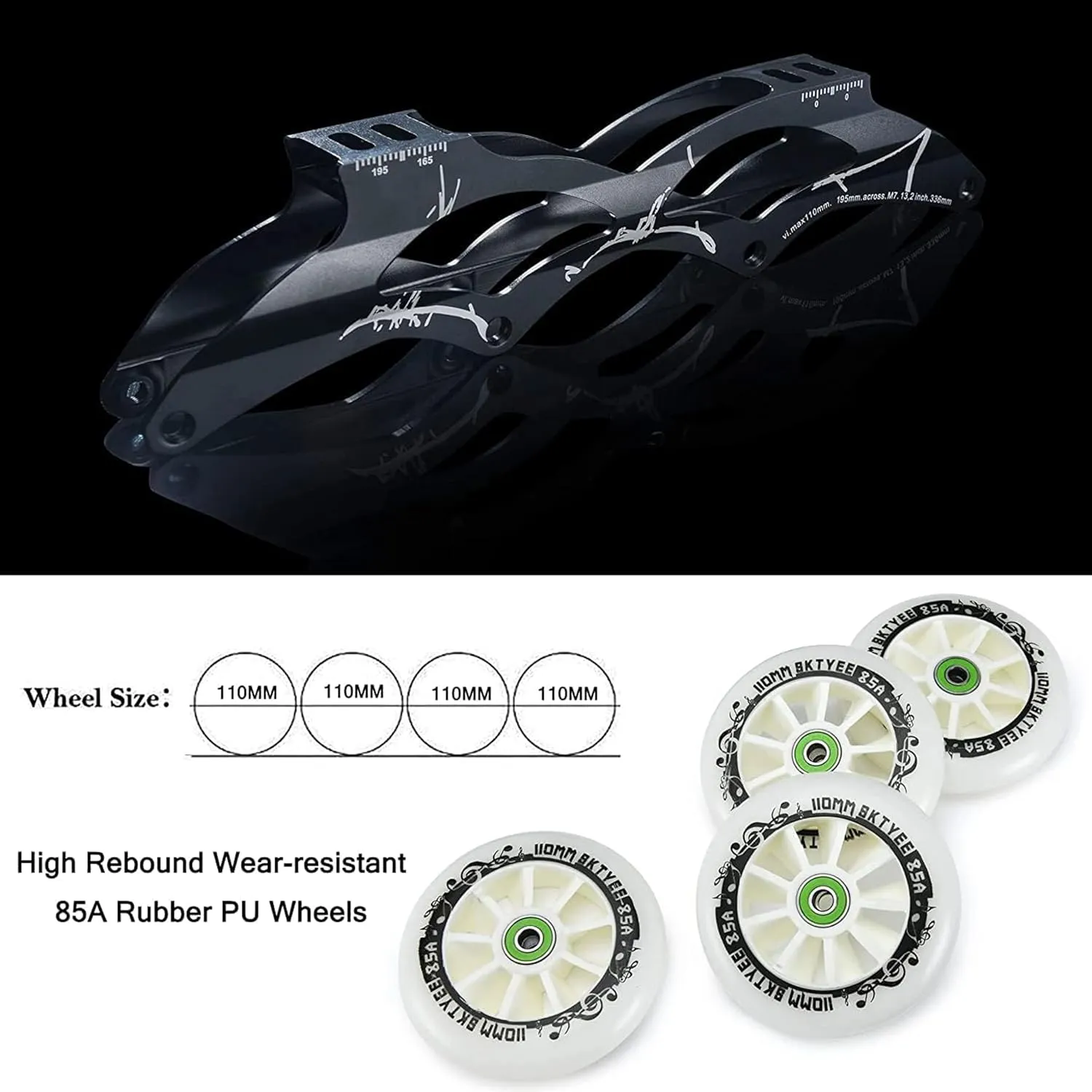 Inline Speed Skates Adult for Women and Mens, Professional Fitness Skating Roller Skates, High Performance Racing Skates, Unisex Black