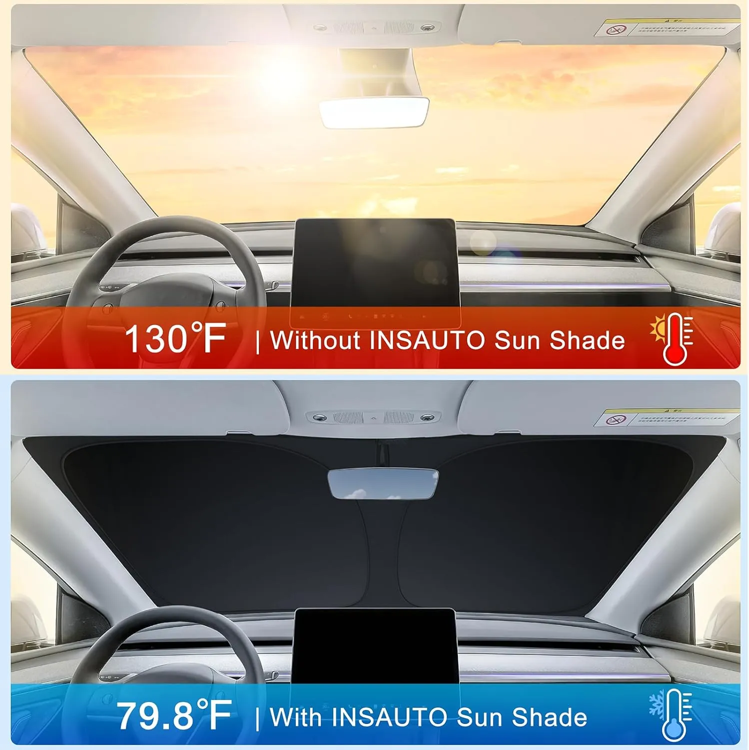 INSAUTO Foldable Windshield Sun Shade for Audi Q5 2018-2025, Heat & UV Protection Car Sunshade with Storage Bag, Keep Interior Cool & Easy Installation