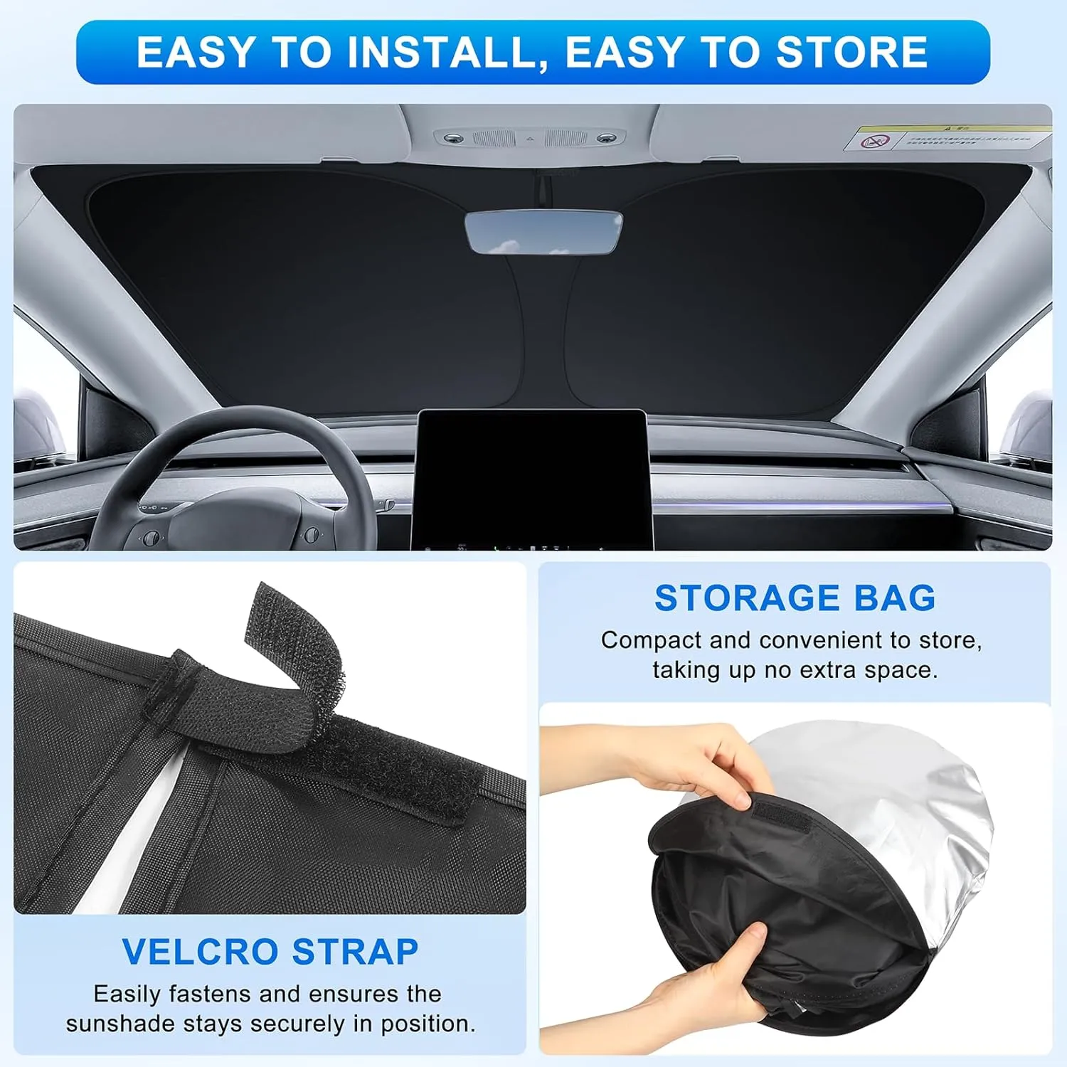 INSAUTO Foldable Windshield Sun Shade for Audi Q5 2018-2025, Heat & UV Protection Car Sunshade with Storage Bag, Keep Interior Cool & Easy Installation