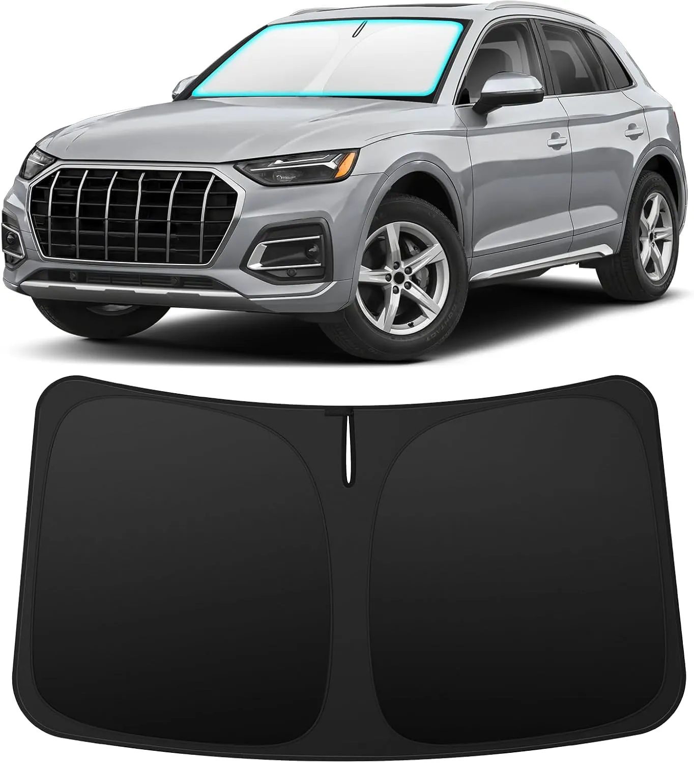 INSAUTO Foldable Windshield Sun Shade for Audi Q5 2018-2025, Heat & UV Protection Car Sunshade with Storage Bag, Keep Interior Cool & Easy Installation