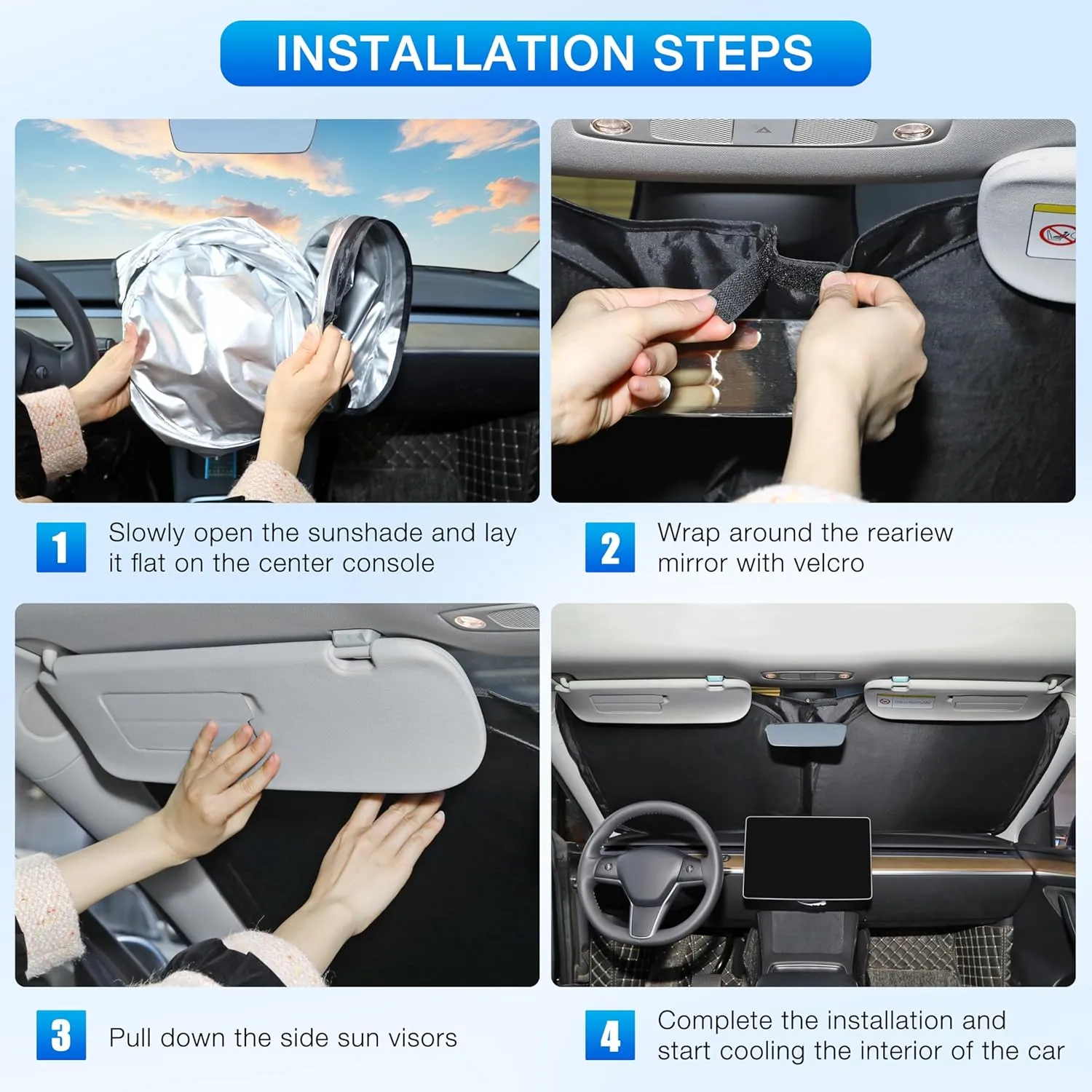 INSAUTO Foldable Windshield Sun Shade for Honda Civic 2016-2021, Heat & UV Protection Car Sunshade with Storage Bag, Keep Interior Cool & Easy Installation