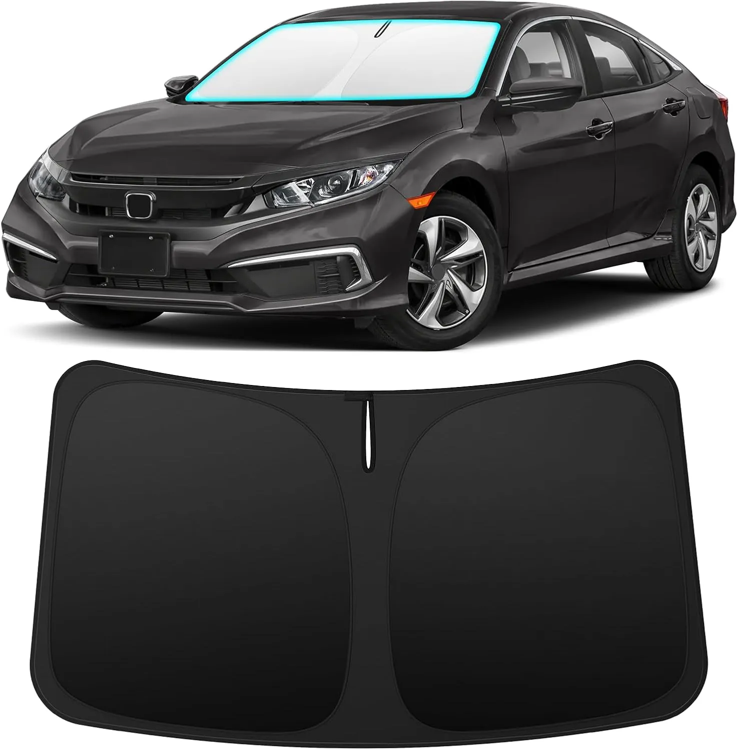 INSAUTO Foldable Windshield Sun Shade for Honda Civic 2016-2021, Heat & UV Protection Car Sunshade with Storage Bag, Keep Interior Cool & Easy Installation