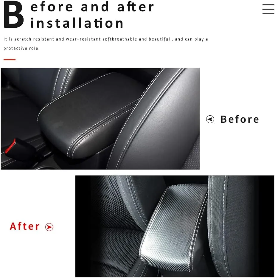INTGET Car Console Cover for 2017 2018 Subaru Forester Accessories 2013 2014 2015 2016 Leather Armrest Cover Arm Rest Dog Seat Protector for Subaru Forester Center Console Cover(Carbon Fiber Texture)