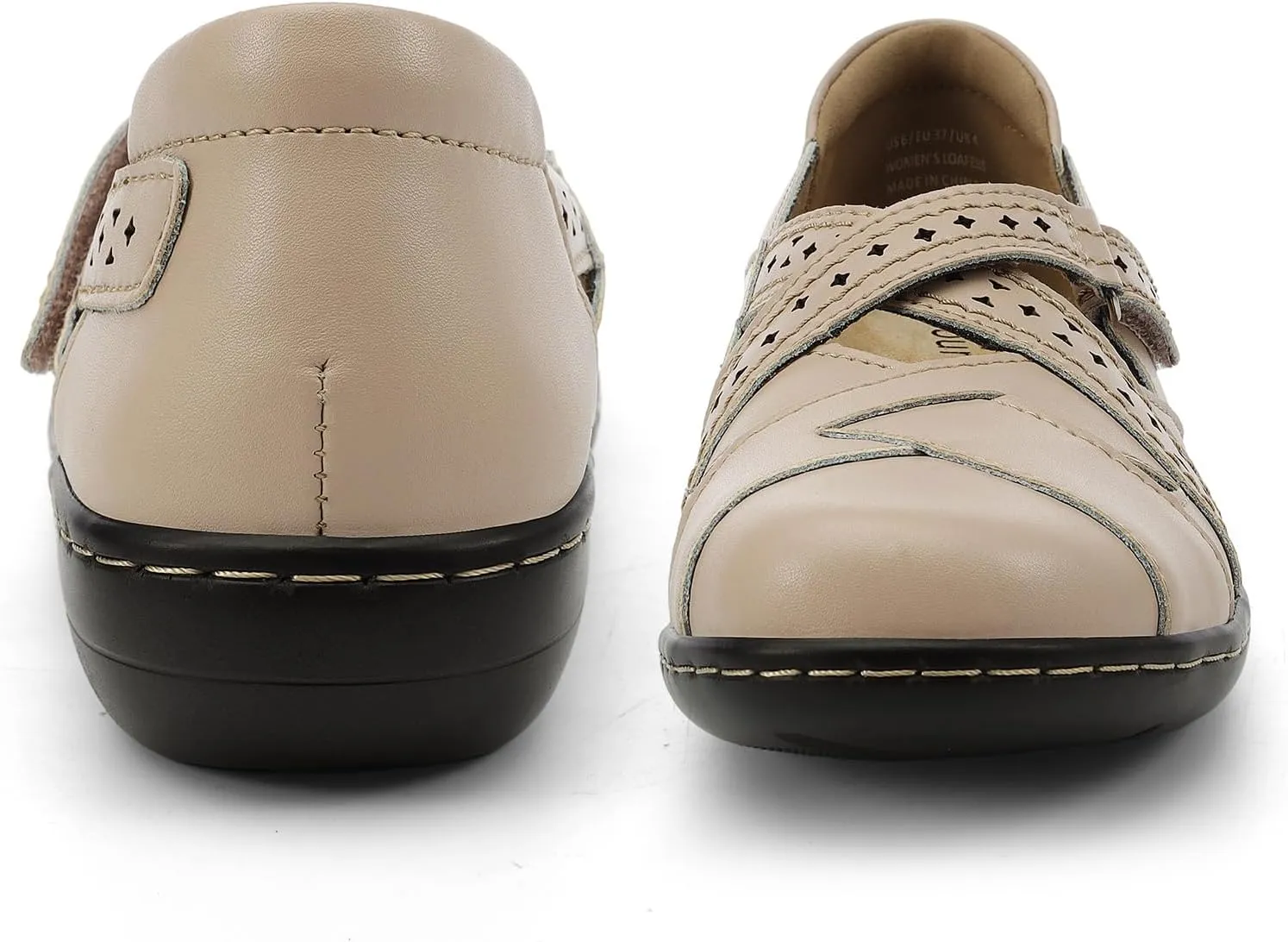 Irrefour Women's Classic Genuine Leather Casual Loafer Cute Slip-On Fashion Closed Toe Flat Sandal Comfy Work Sandal Everyday Walking Shoe