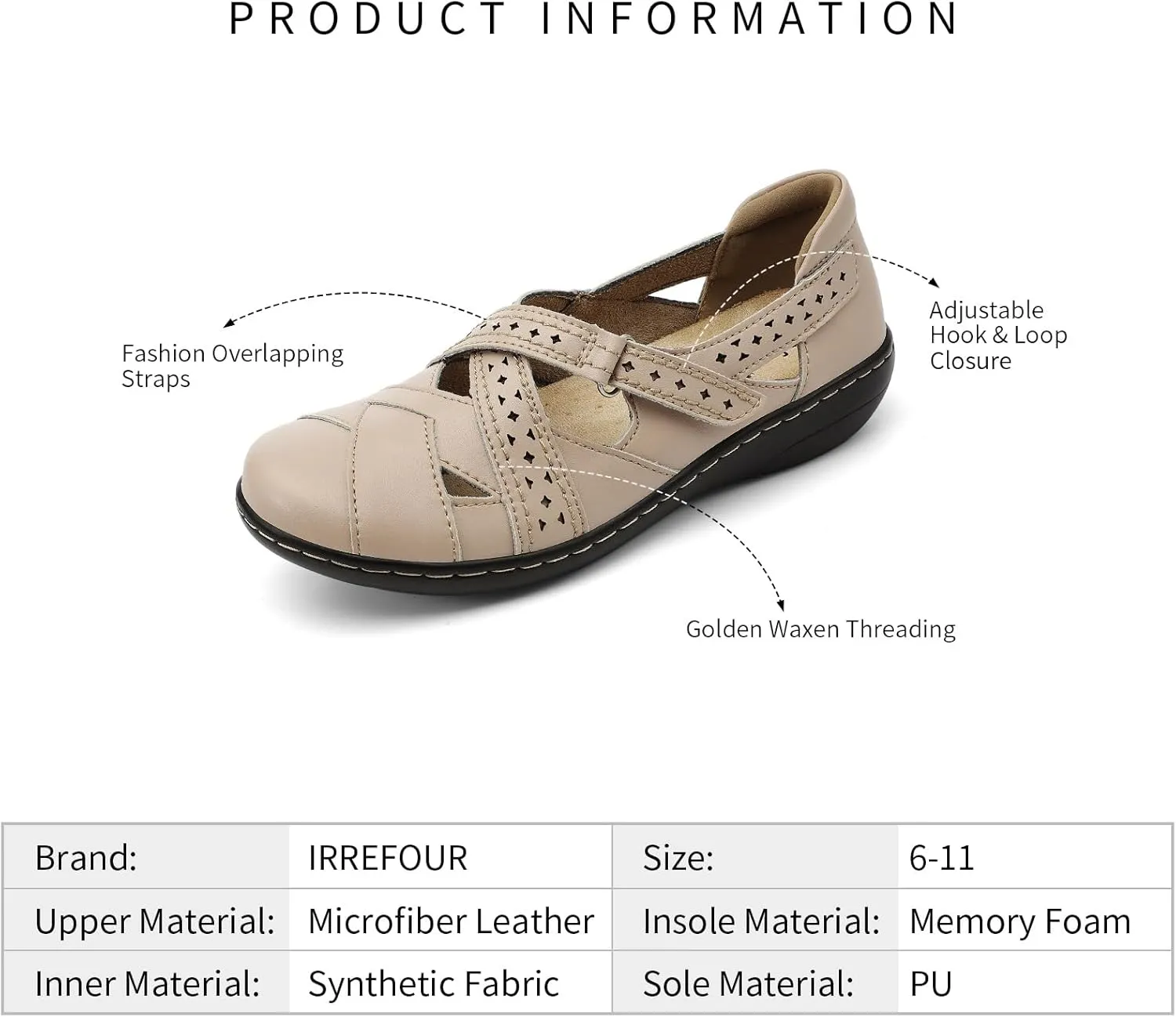 Irrefour Women's Classic Genuine Leather Casual Loafer Cute Slip-On Fashion Closed Toe Flat Sandal Comfy Work Sandal Everyday Walking Shoe