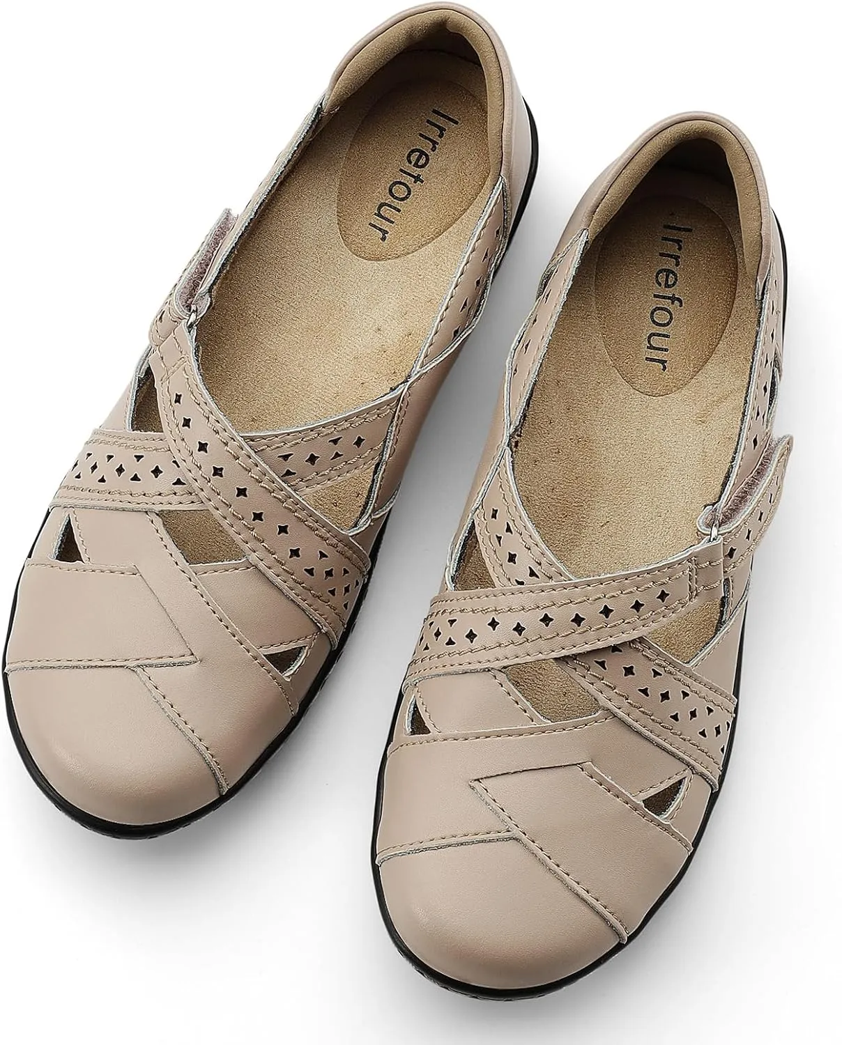 Irrefour Women's Classic Genuine Leather Casual Loafer Cute Slip-On Fashion Closed Toe Flat Sandal Comfy Work Sandal Everyday Walking Shoe