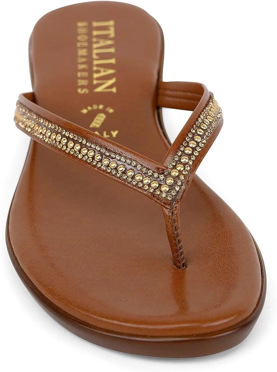 ITALIAN Shoemakers Minley Flipflops with Rhinestone Detail on Thong Sandals