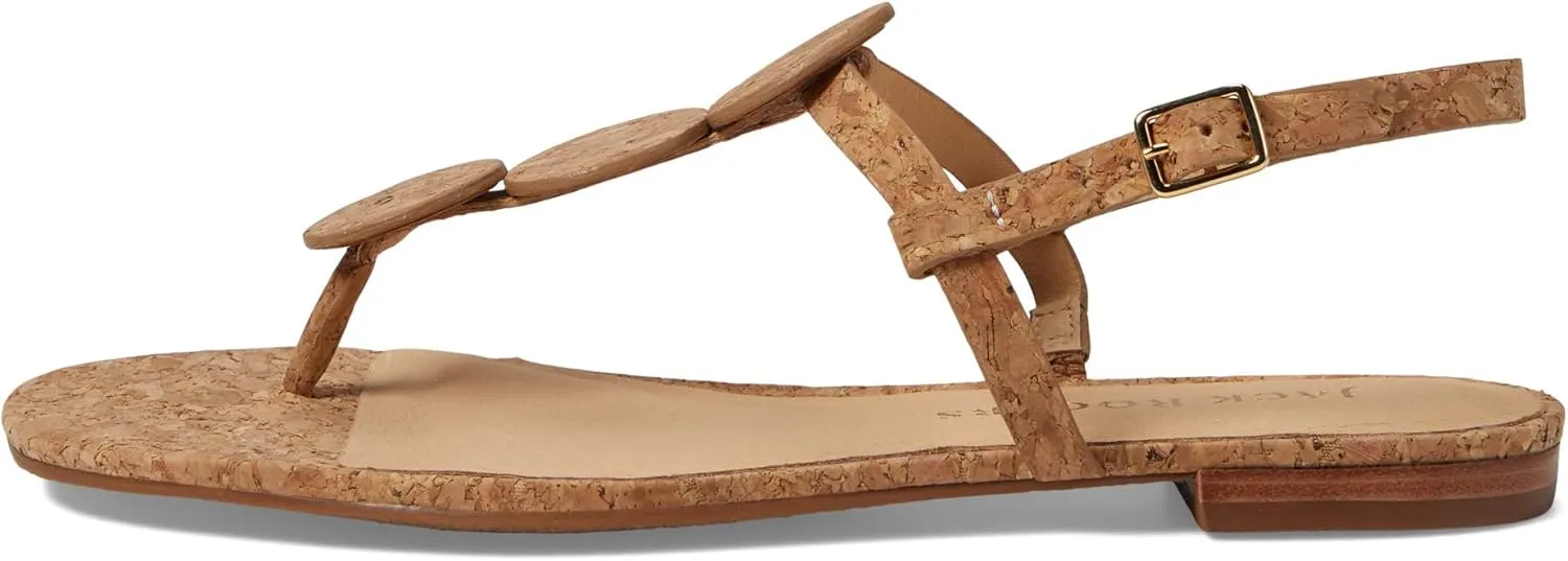 Jack Rogers Worth Flat Sandal for Women - Leather Upper, Adjustable Ankle Strap with Buckle Closure