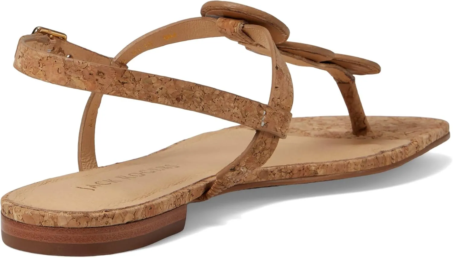 Jack Rogers Worth Flat Sandal for Women - Leather Upper, Adjustable Ankle Strap with Buckle Closure