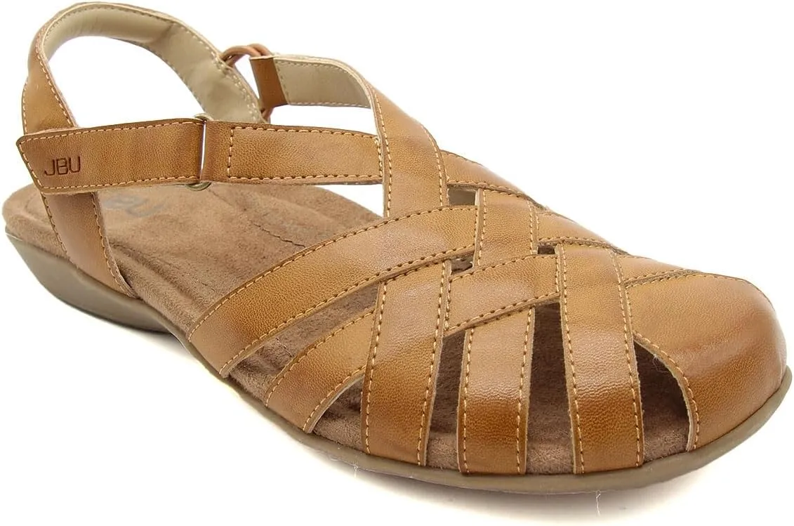 JBU Bonnie Encore Women's Comfort Casual Adjustable Ankle Strap Round Toe Classic Flat Sandal