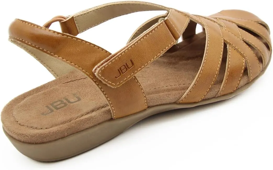 JBU Bonnie Encore Women's Comfort Casual Adjustable Ankle Strap Round Toe Classic Flat Sandal