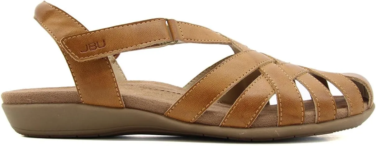 JBU Bonnie Encore Women's Comfort Casual Adjustable Ankle Strap Round Toe Classic Flat Sandal