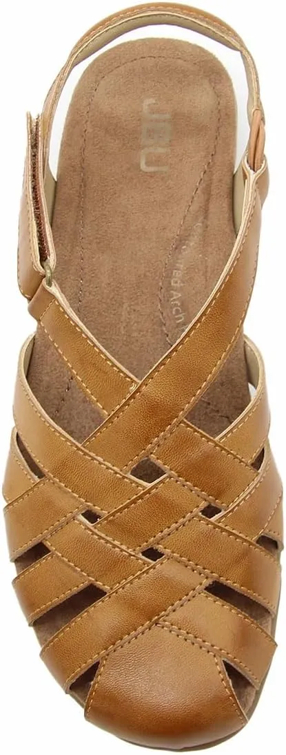 JBU Bonnie Encore Women's Comfort Casual Adjustable Ankle Strap Round Toe Classic Flat Sandal