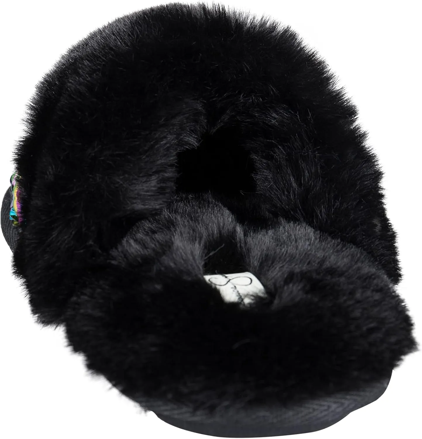 Jessica Simpson Women's Comfy Faux Fur House Slipper Slip-On Scuff Memory Foam Soft Plush Lining