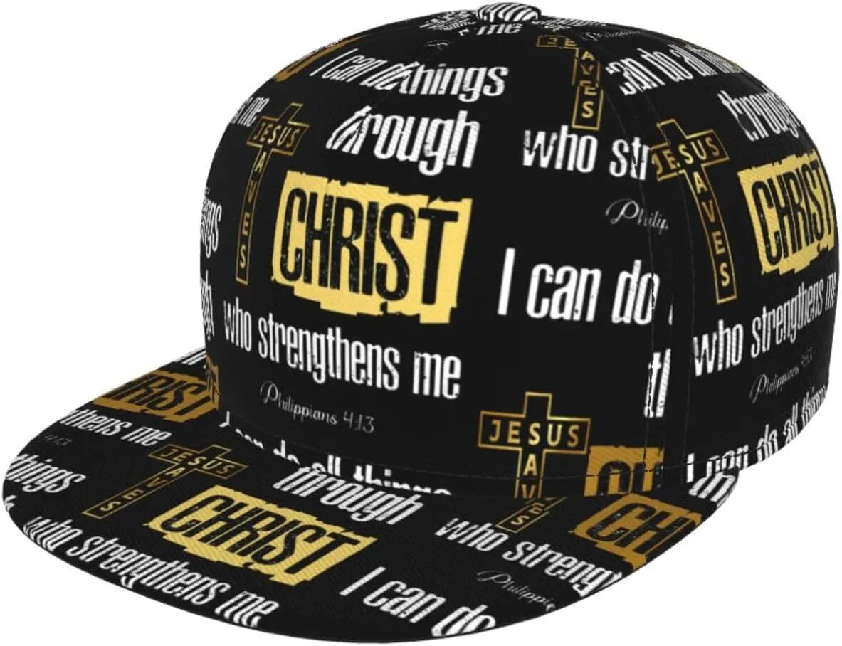Jesus Baseball Cap for Men Adjustable Flat Bill Brim Cap for Travel Hiking and Outdoor Sports