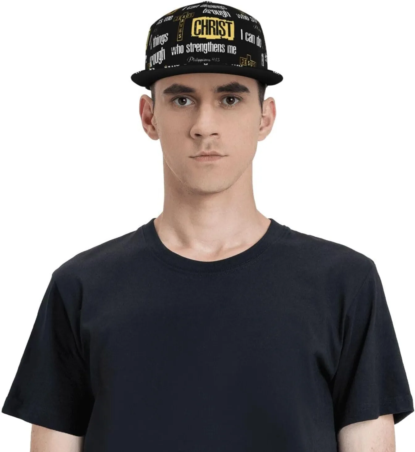 Jesus Baseball Cap for Men Adjustable Flat Bill Brim Cap for Travel Hiking and Outdoor Sports