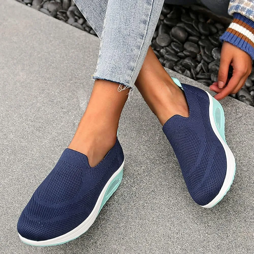 JITUUE Women's Walking Shoes Sock Sneakers Lightweight Comfortable Mesh Slip on Breathable Easy Shoes Platform Loafers
