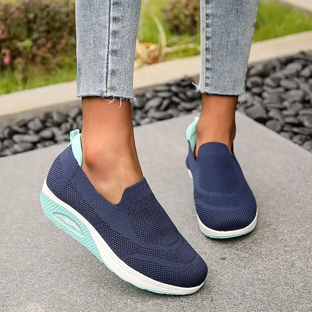 JITUUE Women's Walking Shoes Sock Sneakers Lightweight Comfortable Mesh Slip on Breathable Easy Shoes Platform Loafers
