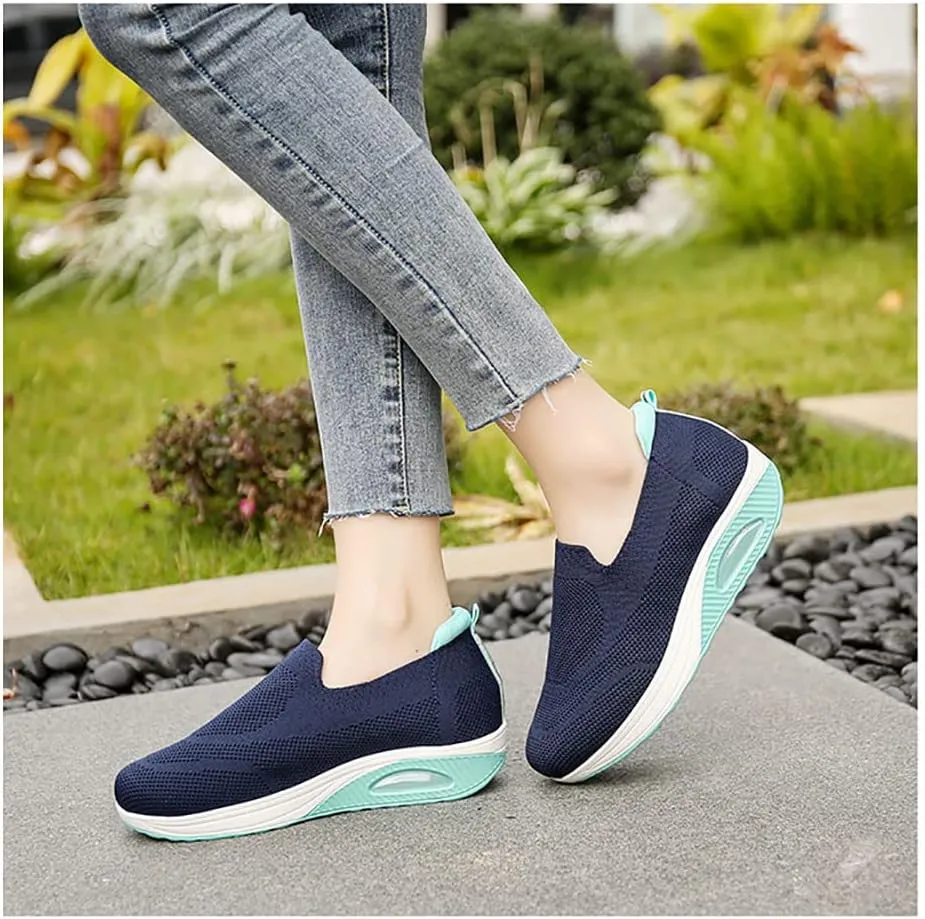 JITUUE Women's Walking Shoes Sock Sneakers Lightweight Comfortable Mesh Slip on Breathable Easy Shoes Platform Loafers