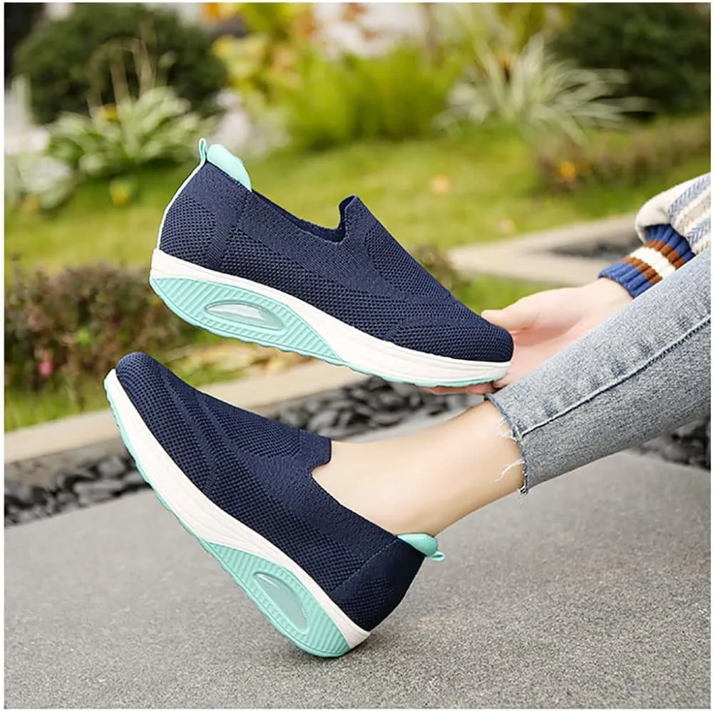 JITUUE Women's Walking Shoes Sock Sneakers Lightweight Comfortable Mesh Slip on Breathable Easy Shoes Platform Loafers
