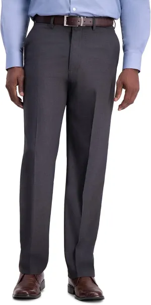 J.M. Haggar Men's Classic Fit Flat Front Solid Stretch Dress Pants, Charcoal Heather, 38W x 30L US