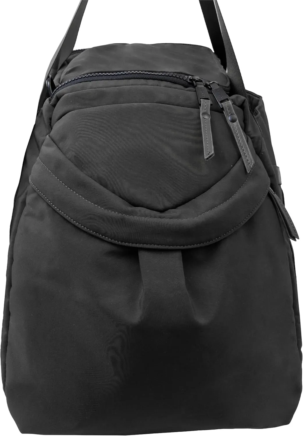 Joan & David 21" Foldable Gym Duffel Bag with Multiple Zippered Compartments, Nylon Webbing Criss-cross Design, Detachable Pouch, Including TSA Approved Bottles (Black)