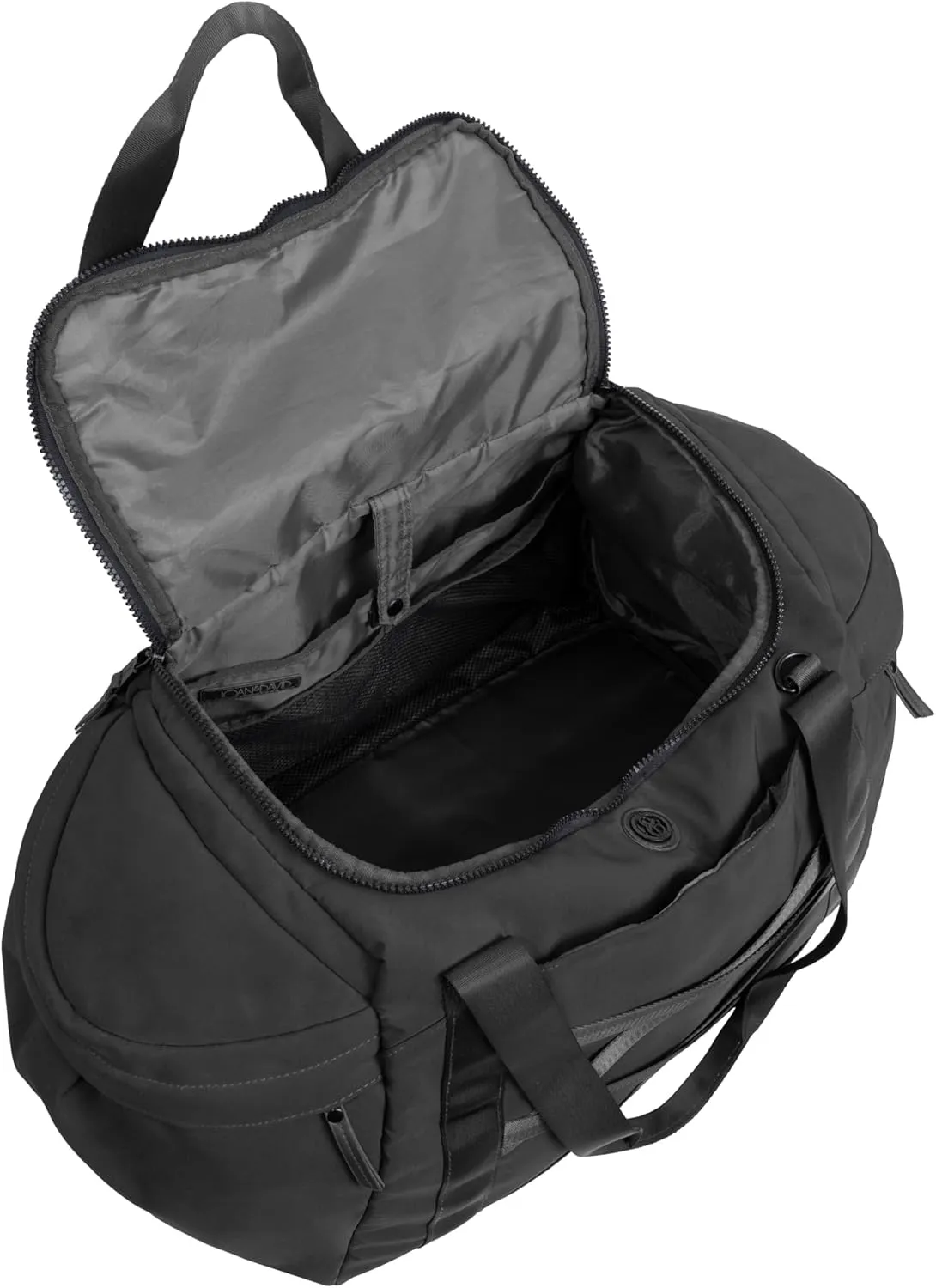 Joan & David 21" Foldable Gym Duffel Bag with Multiple Zippered Compartments, Nylon Webbing Criss-cross Design, Detachable Pouch, Including TSA Approved Bottles (Black)